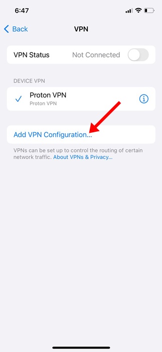 Ajouter une configuration VPN